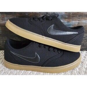 Nike SB Check Canvas Black Gum Sneakers Youth Size 5Y Woman's 6.5
